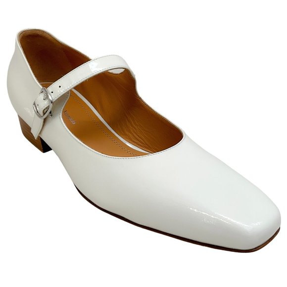 Maison Martin Margiela Shoes - Maison Margiela White Patent Leather Low Heeled Mary Janes